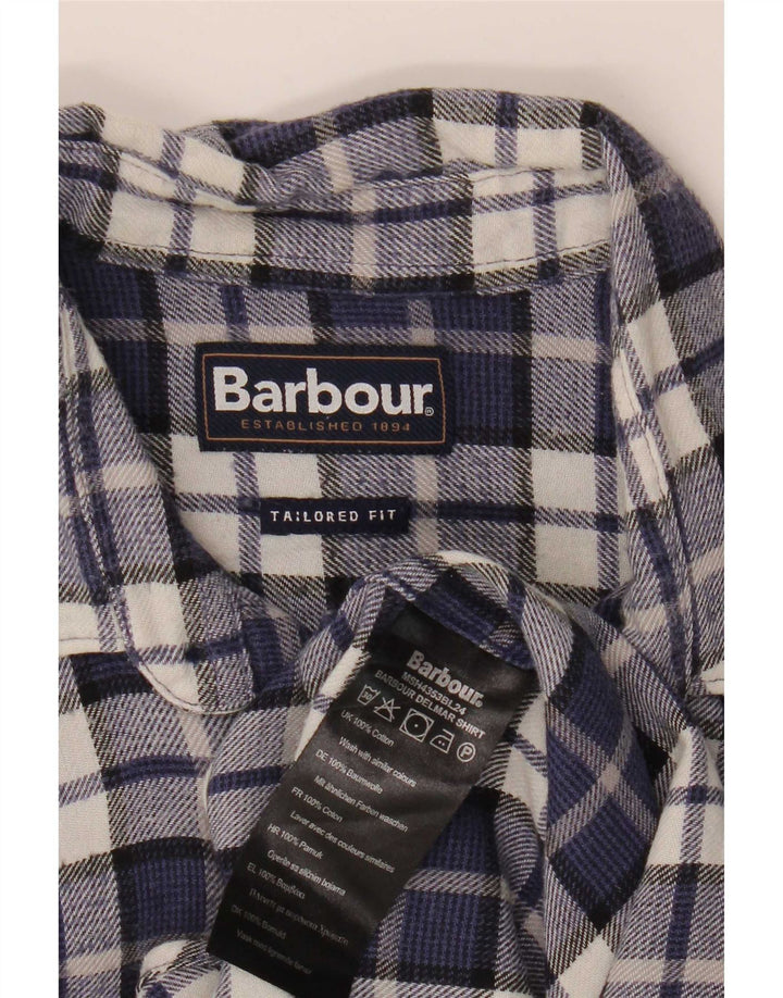Cămașă de flanel pentru bărbați Barbour, croită, din bumbac cu carouri, albastru marin
