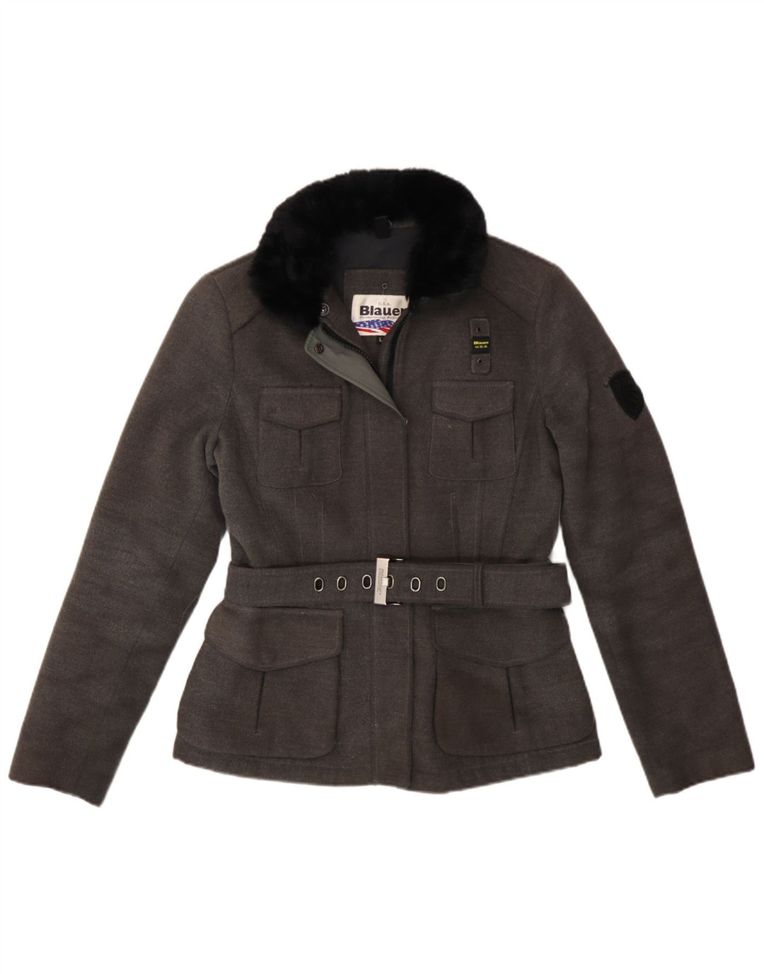 Blauer Blauer Womens Windbreaker Coat UK 16 Large Gri Poliester