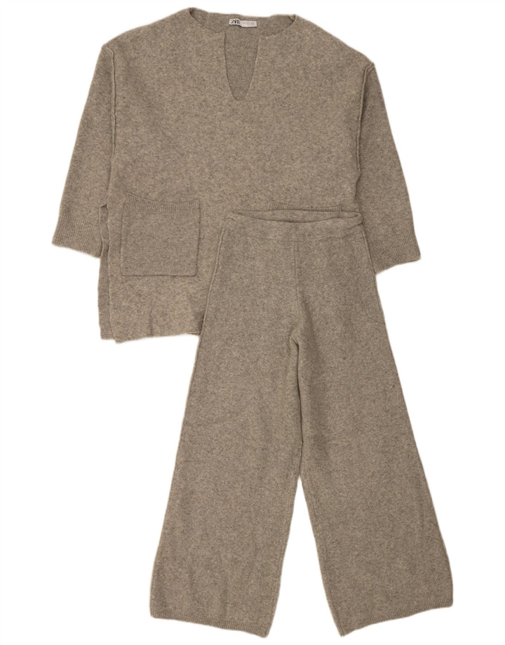 Set 2 bucăți supradimensionat tricot pentru femei Zara UK 10 mic, gri acrilic