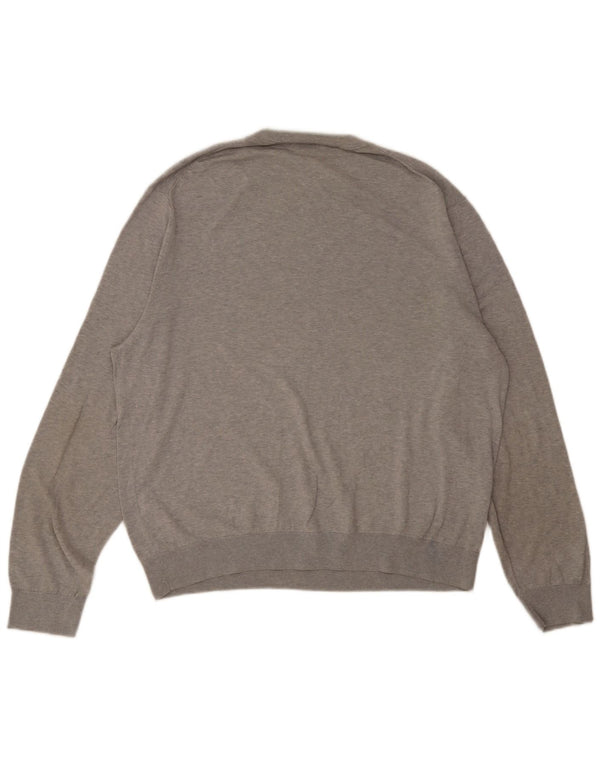 Pulover Paul Smith pentru bărbați cu gât roșu, bumbac gri 2XL