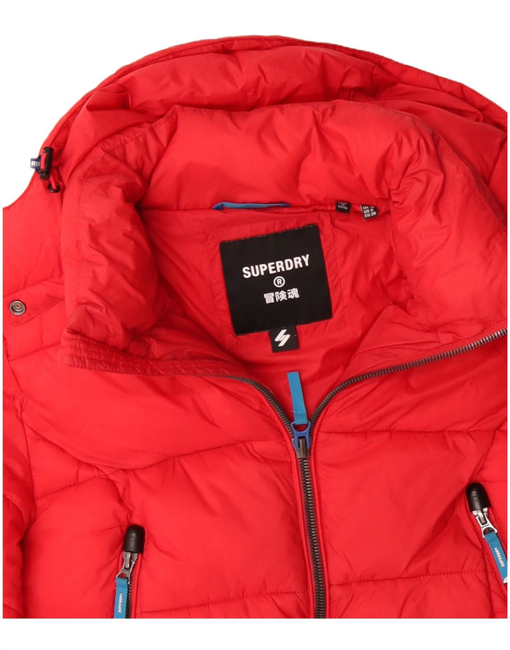Jachetă căptușită cu glugă pentru femei SUPERDRY UK 10 Small Red Colorblock
