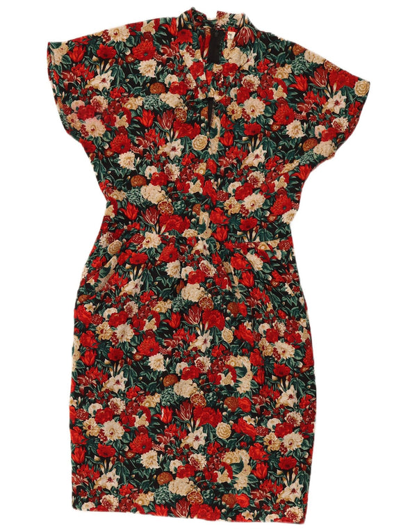Rochie vintage pentru femei IT 46 Mătase florală multicoloră mare