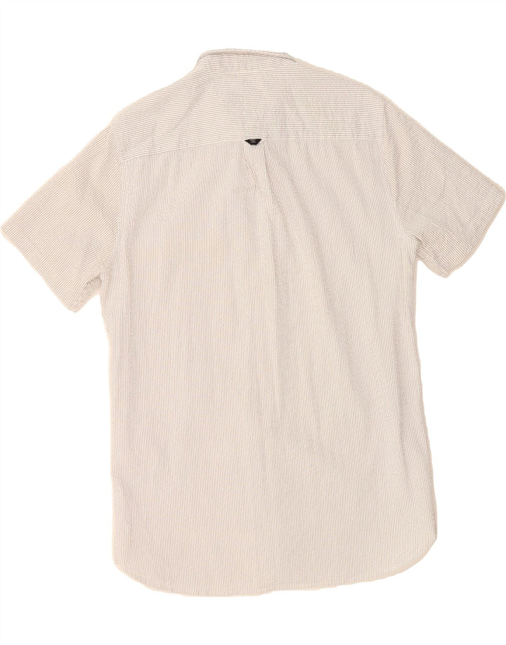 SUPERDRY Mens Short Sleeve Shirt Small White Pinstripe Cotton Vintage Superdry and Second-Hand Superdry from Messina Hembry 