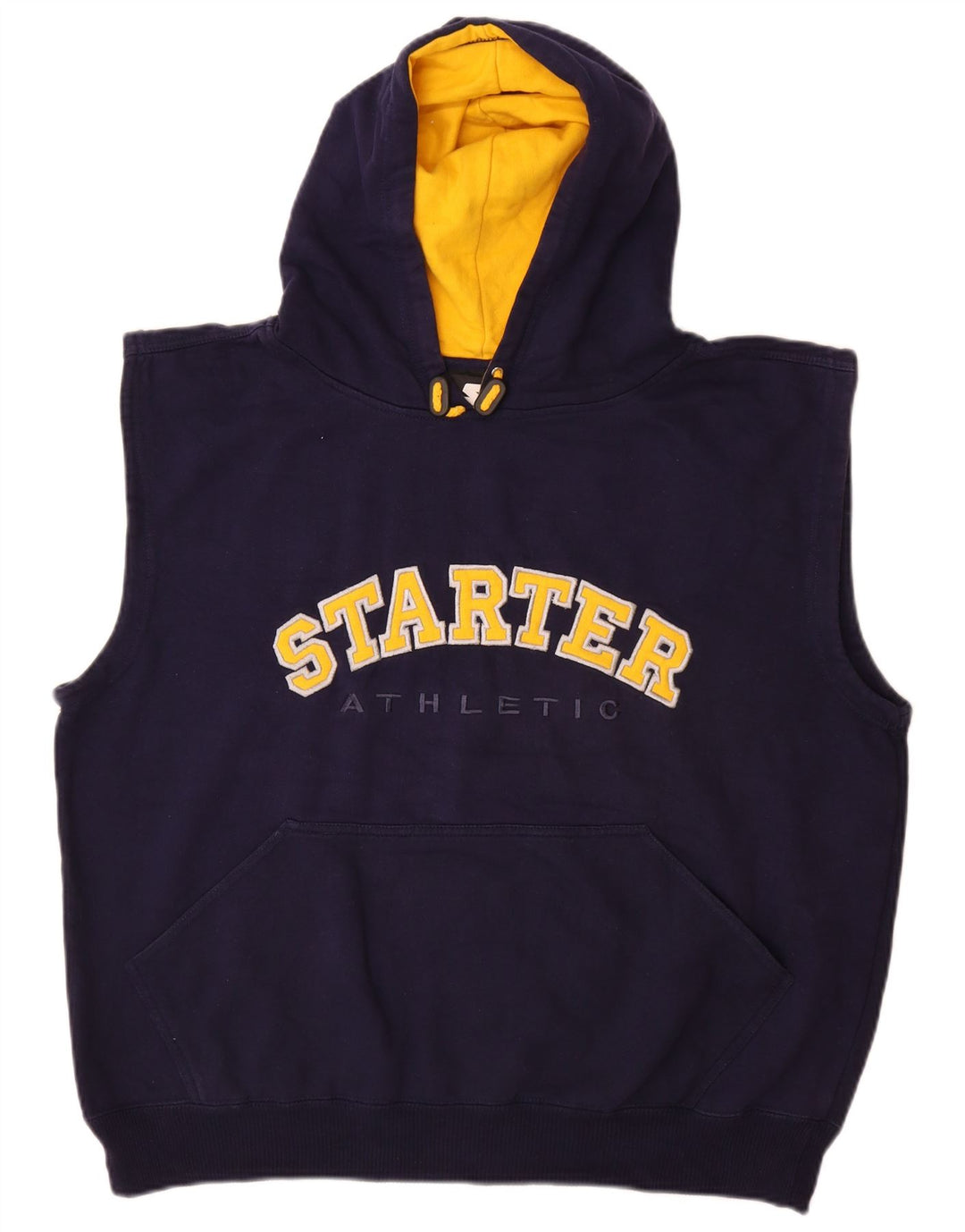 STARTER Pulover cu glugă fără mâneci cu grafic pentru bărbați, bumbac mare, albastru bleumarin