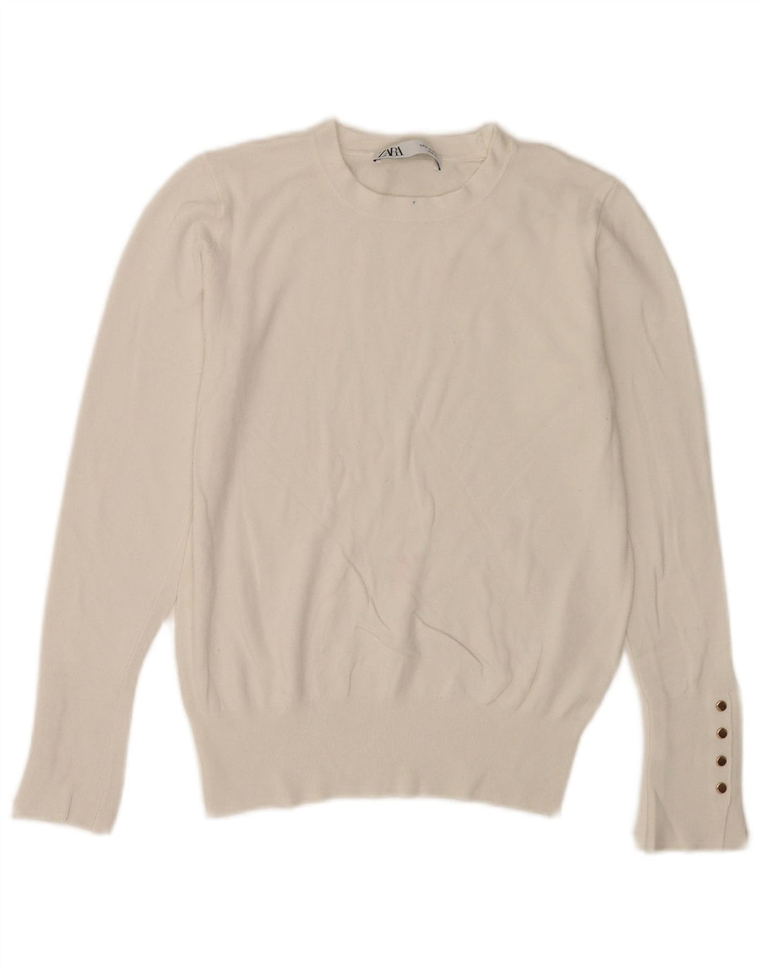 Pulover pentru damă Zara, cu gât turnut, alb mediu, UK 12