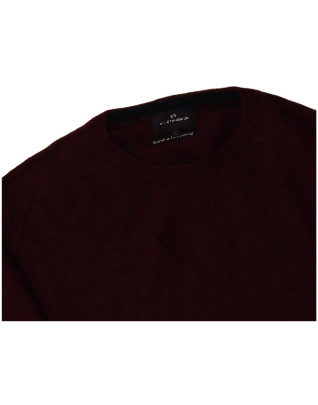 MARKS & SPENCER Mens Blue Harbour Crew Neck Jumper Sweater Large Burgundy