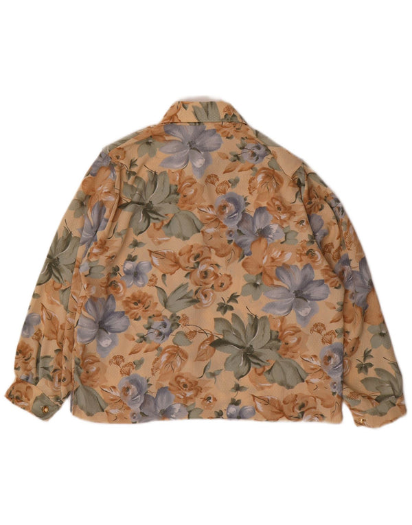 Bluză cămașă pentru femei VINTAGE UK 14 Maro mediu Poliester floral