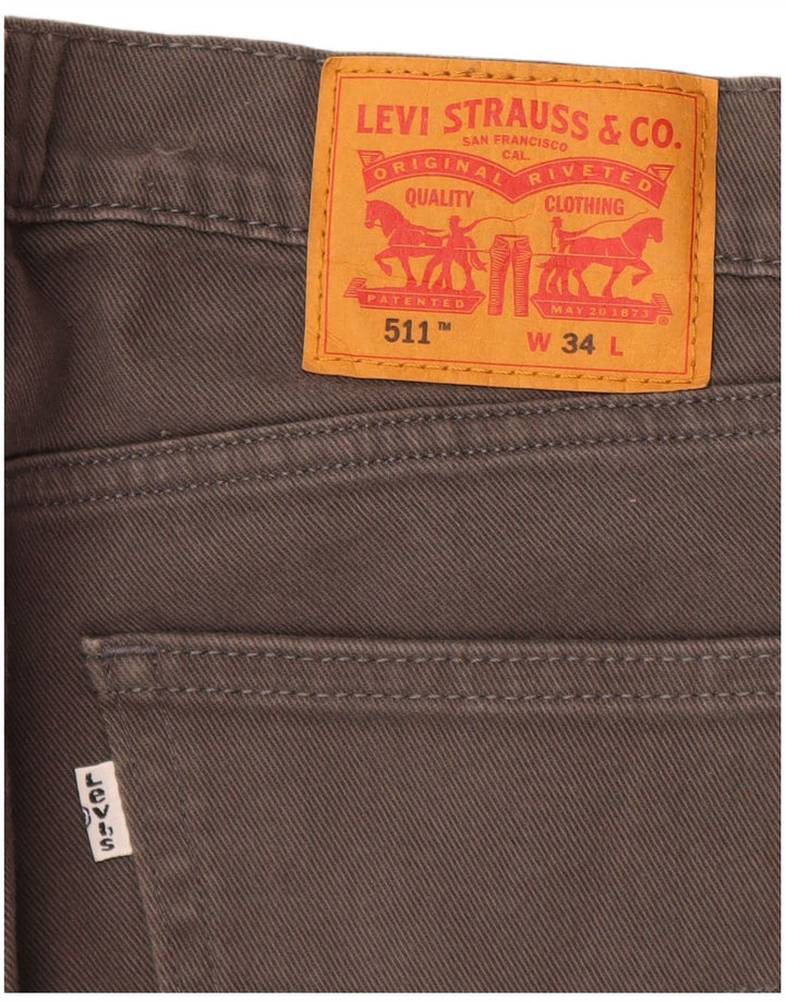 Pantaloni scurți din blugi pentru bărbați LEVI'S 511 W34, bumbac gri mare