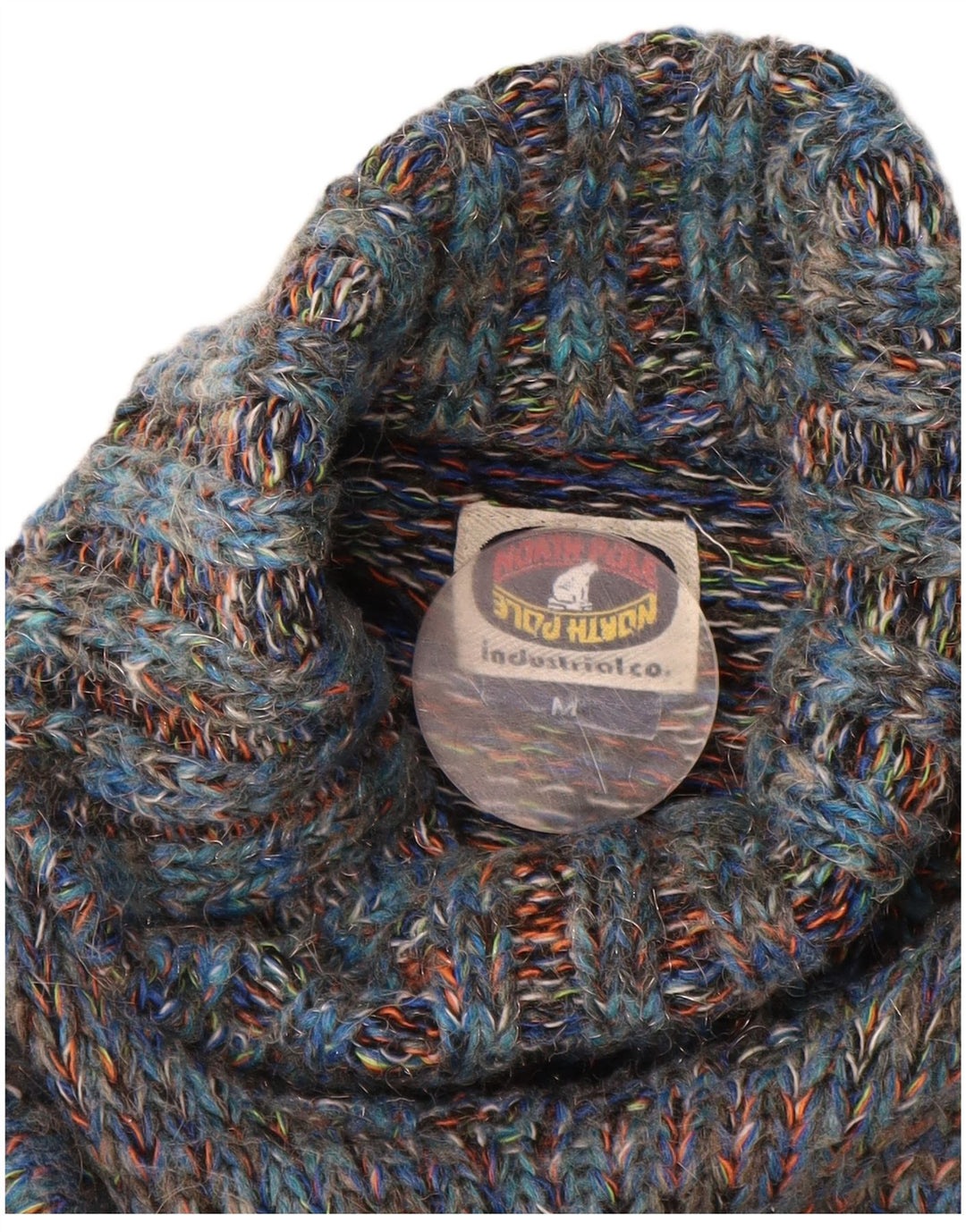 NORTH POLE Pulover cu gât rulat pentru bărbați, lână cu pete albastre medii