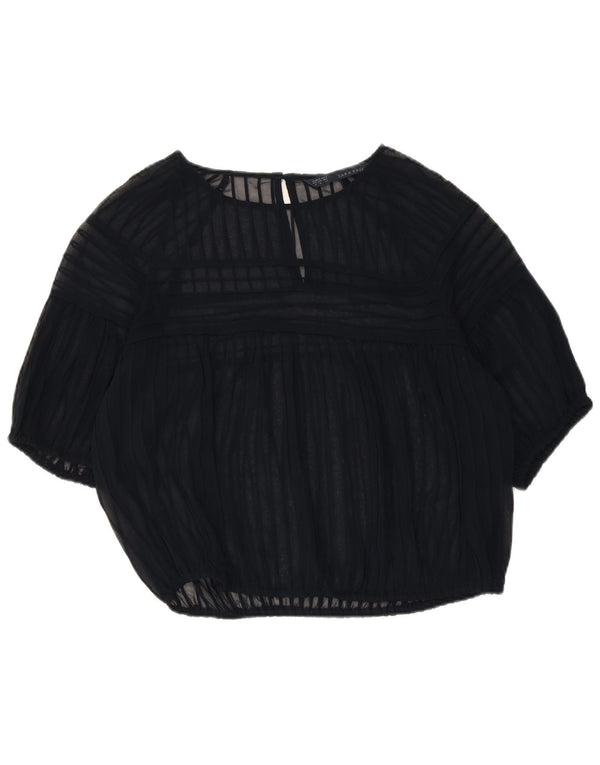 Bluză Crop Top Femei Zara UK 14 Medium Bleumarin Poliester cu dungi