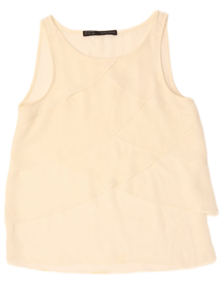 Bluză fără mâneci pentru femei ZARA UK 10 Small Off White