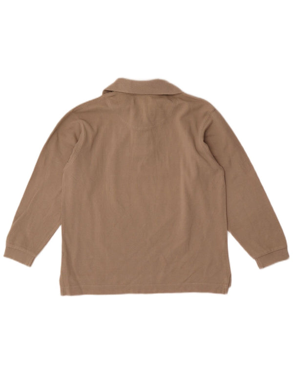 Timberland Boys Long Sleeve Polo Shirt 7-8 Years Beige Cotton