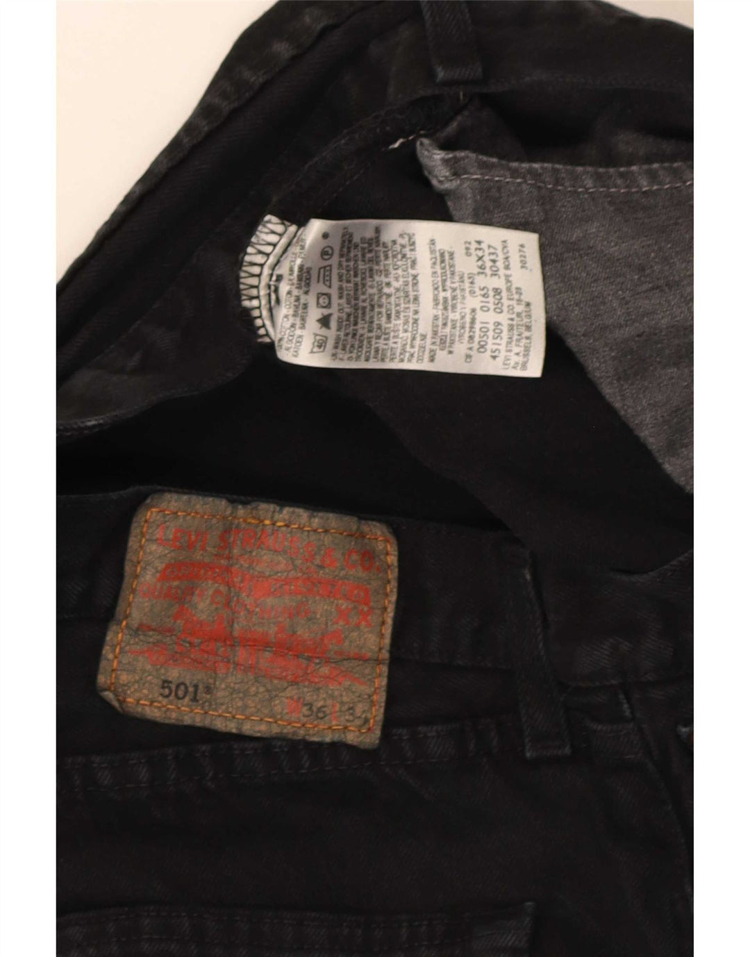 Blugi drepti pentru bărbați Levi's 501 W36 L34 bumbac negru