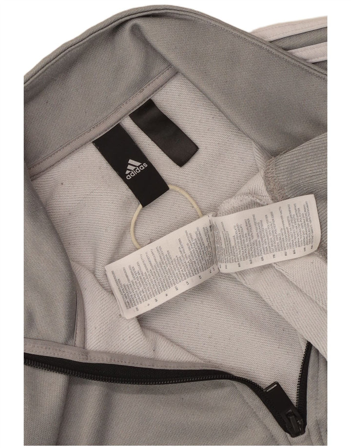 Pulover pentru bărbați Adidas, cu fermoar, cu gât, poliester mic, gri