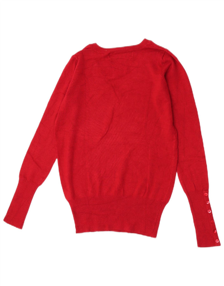 Pulover cu decolteu în V Zara pentru femei UK 10, raion roșu mic