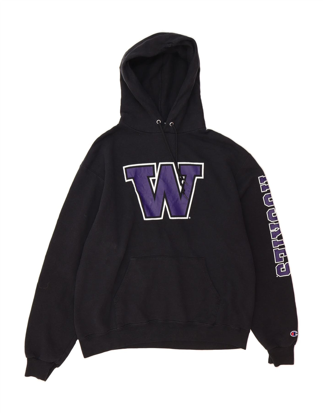 CHAMPION Mens Graphic Hoodie Jumper Large Black Vintage Champion and Second-Hand Champion from Messina Hembry 