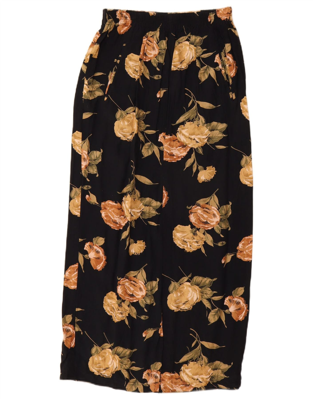 STEFANEL Fusta Maxi Taie Inalta pentru Femei Mediu W28 Negru Floral Rayon