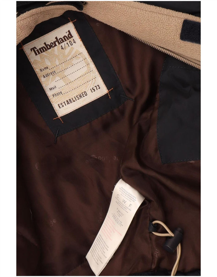Jachetă căptușită cu glugă grafică Timberland pentru băieți 3-4 ani poliester bleumarin
