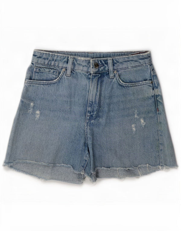 Pantaloni scurți din denim învechit pentru femei cu talie înaltă Tommy Hilfiger W27 Small Blue