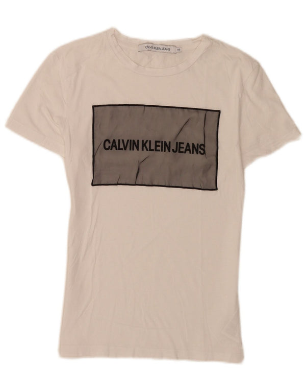 Tricou grafic pentru femei Calvin Klein Jeans Top UK 4 XS Bumbac alb
