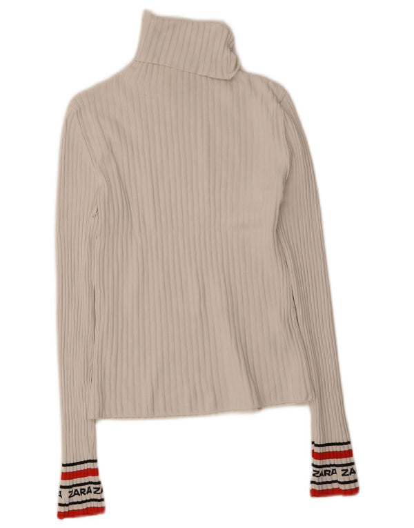 Zara Top grafic cu mânecă lungă pentru femei UK 12 Medium White Colorblock