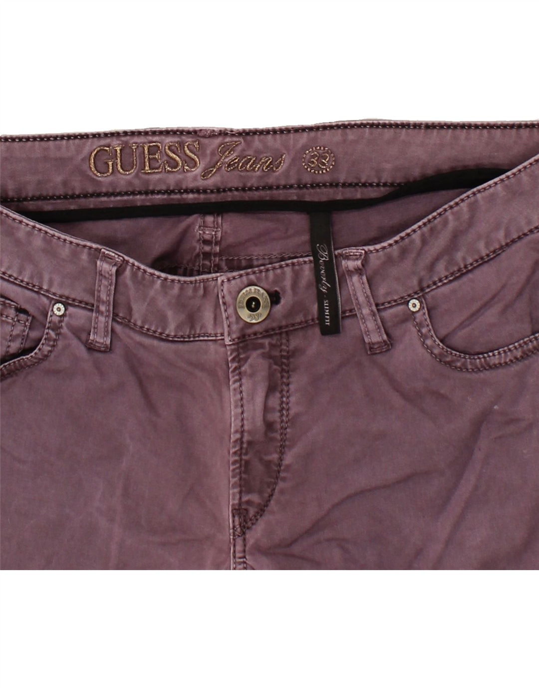 GUESS Womens Beverly Slim Jeans W33 L28 Purple Cotton Vintage Guess and Second-Hand Guess from Messina Hembry 