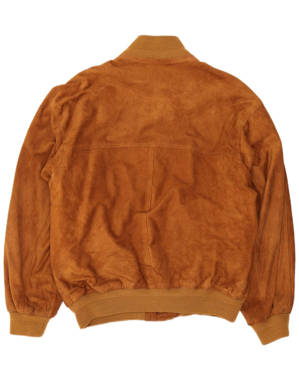 Vintage Mens Suede Bomber Jacket IT 48 Medium Beige
