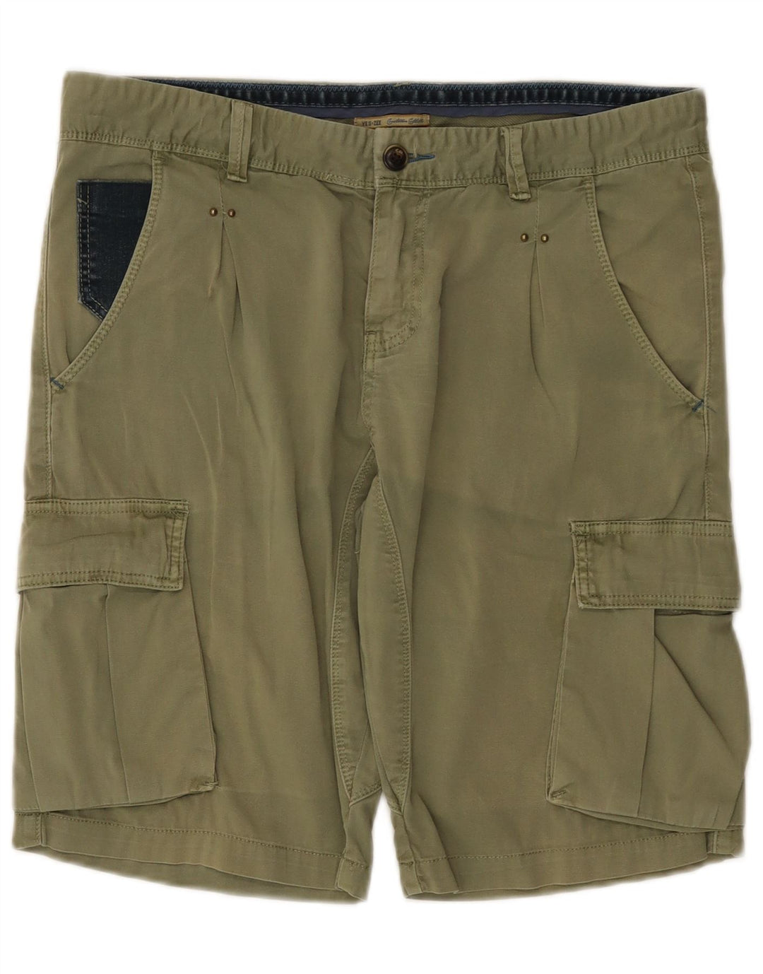 Pantaloni scurți cargo Yes Zee pentru bărbați W33, bumbac mediu kaki