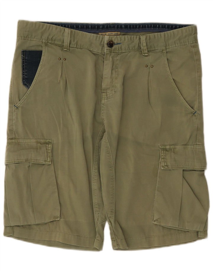 Pantaloni scurți cargo Yes Zee pentru bărbați W33, bumbac mediu kaki