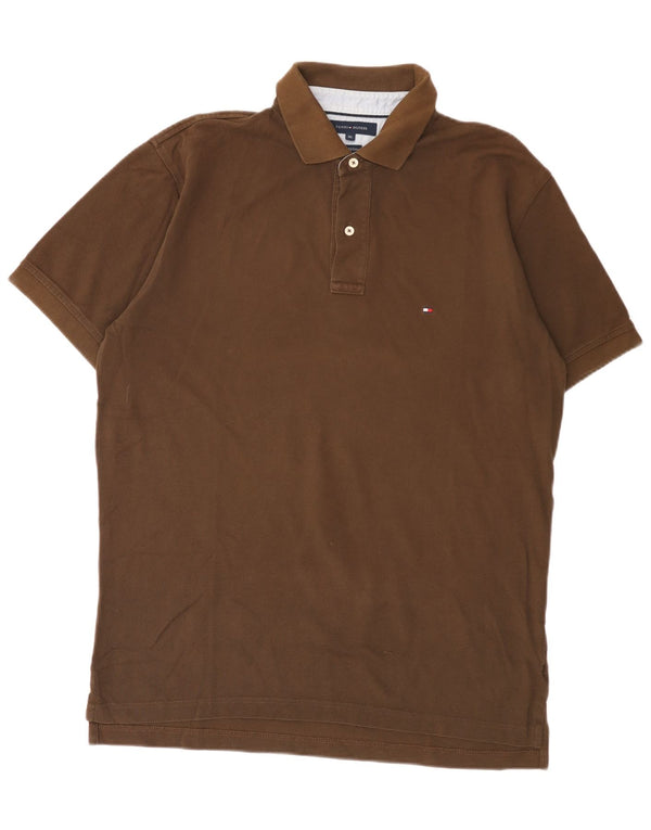 Cămașă polo Tommy Hilfiger pentru bărbați XL, bumbac maro