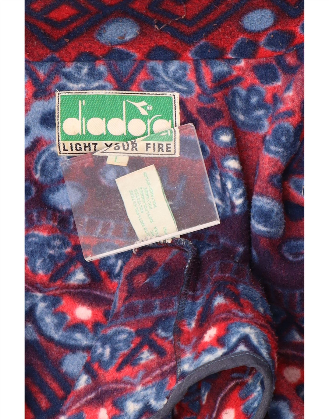 DIADORA Jachetă pentru bărbați din lână UK 40, mare, poliester geometric, albastru bleumarin