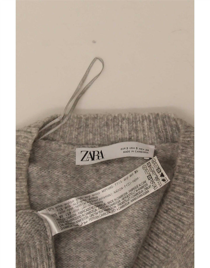 Pulover pentru bărbați Zara, cu decolteu în V, mic, gri acrilic