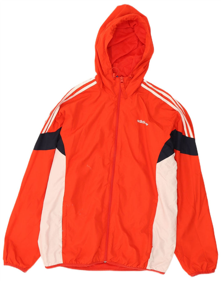 Jachetă de top pentru trening cu glugă Adidas pentru bărbați, roșu mediu, poliester color bloc