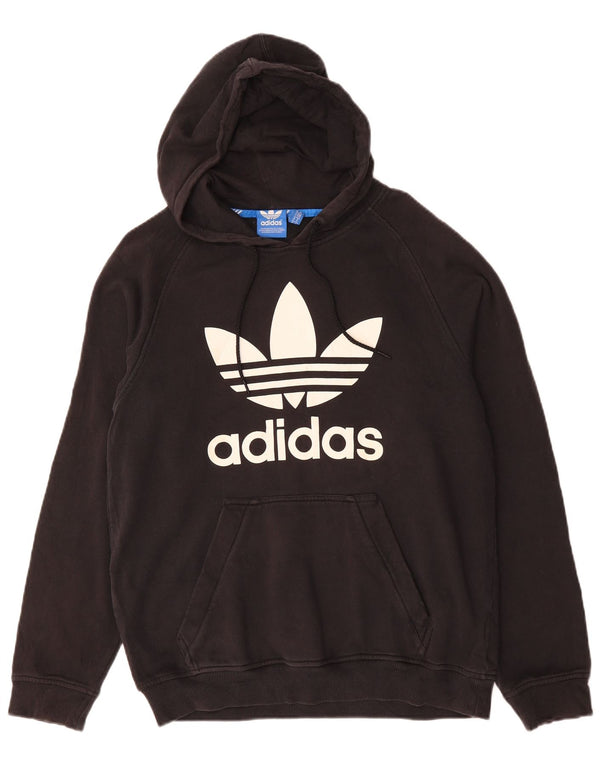 ADIDAS Mens Graphic Hoodie Jumper Medium Black Cotton