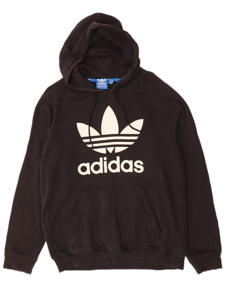 Pulover ADIDAS pentru bărbați cu glugă grafică, bumbac mediu negru