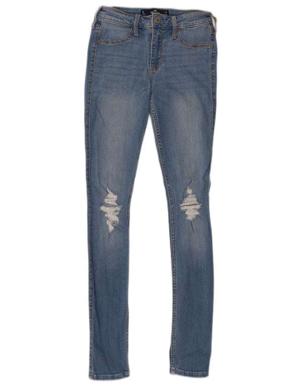 Blugi skinny învechiți cu talie medie pentru femei Hollister W25 L30 Albastru