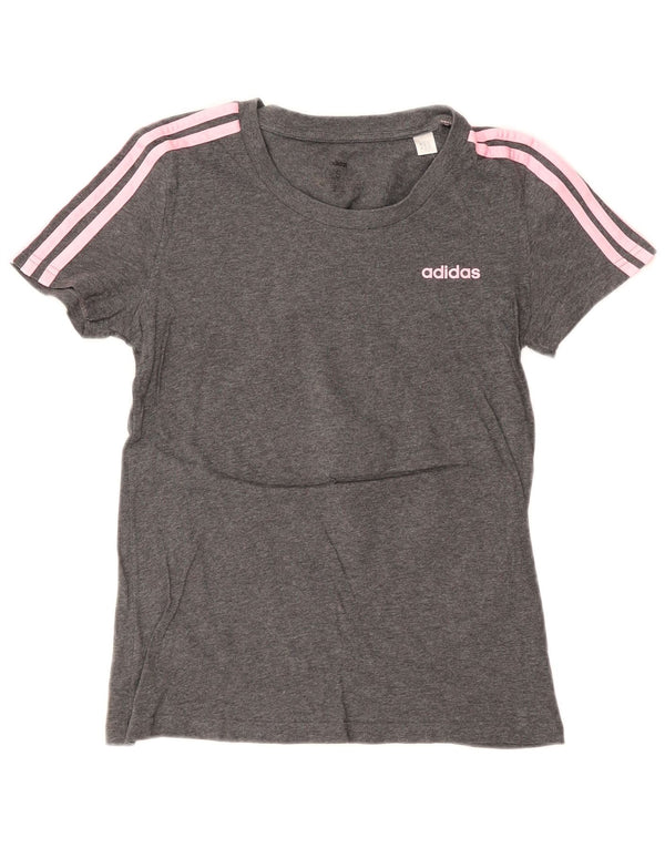 Adidas Womens Graphic T-Shirt Top UK 8/10 Small Grey Flecked Cotton