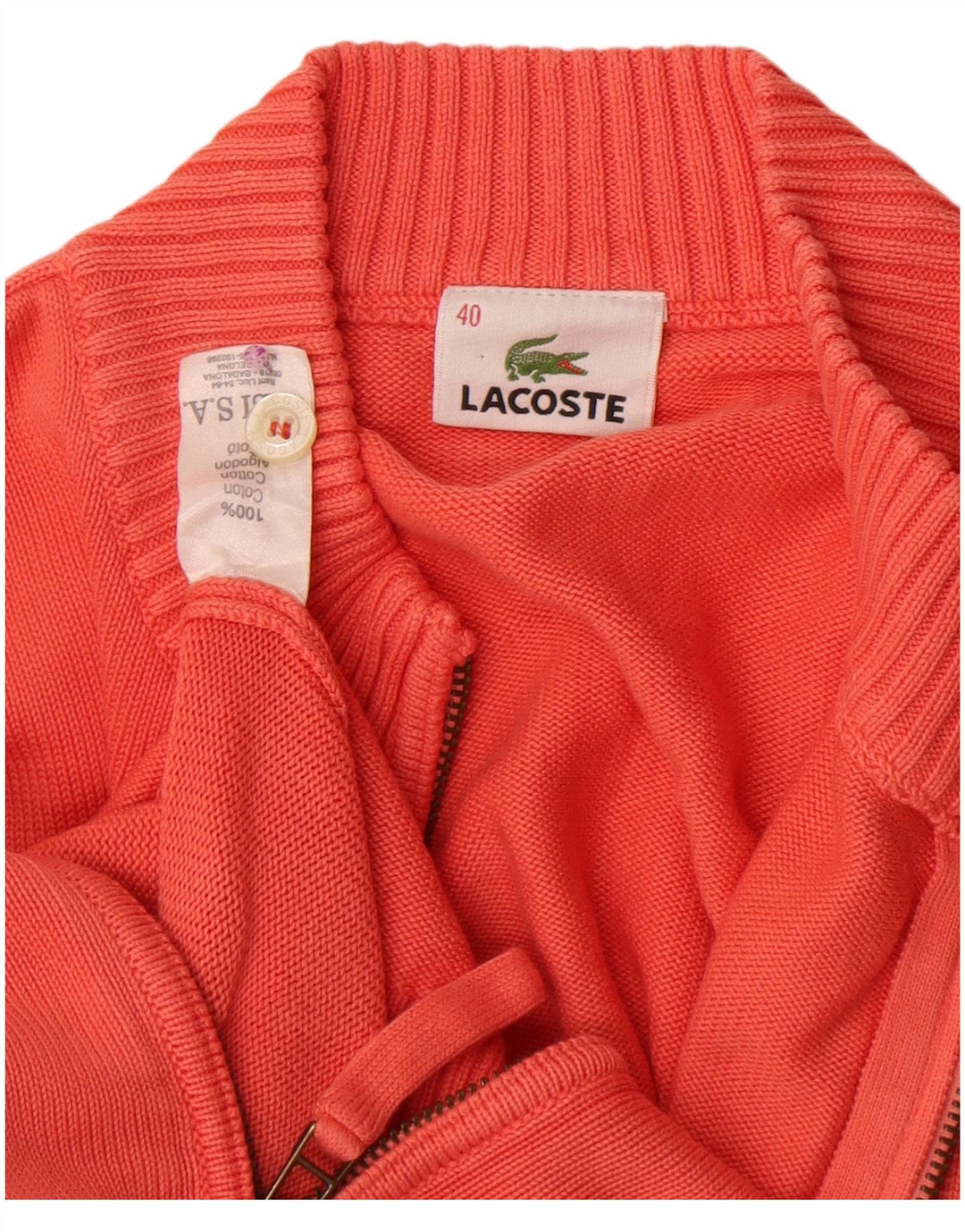 Pulover cardigan pentru femei Lacoste Mărimea 40 bumbac portocaliu mediu