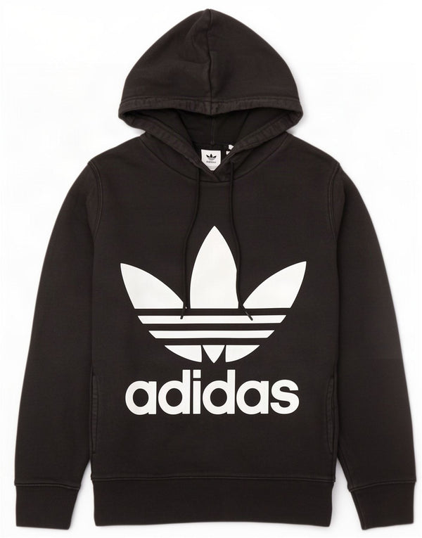 Pulover cu glugă supradimensionat cu grafic Adidas pentru femei UK 10 Bumbac negru mic