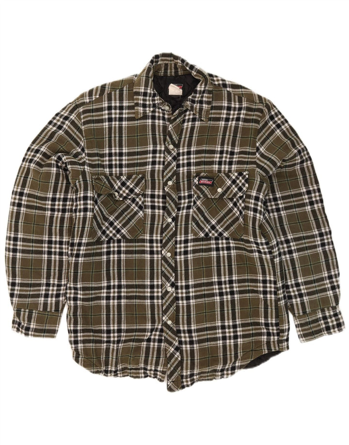 Cămașă de flanel pentru bărbați Dickies Lumberjack, bumbac cu carouri mici, kaki