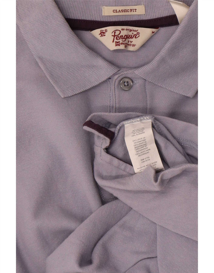 Tricou polo pentru bărbați Penguin, cu croiala clasică, din bumbac albastru mediu