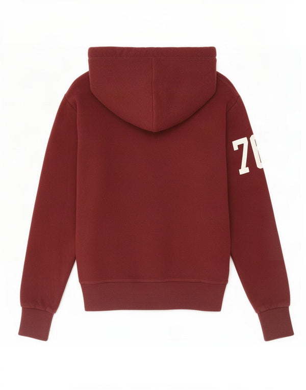 Superdry Mens Graphic Zip Hoodie Sweater Small Maroon Cotton