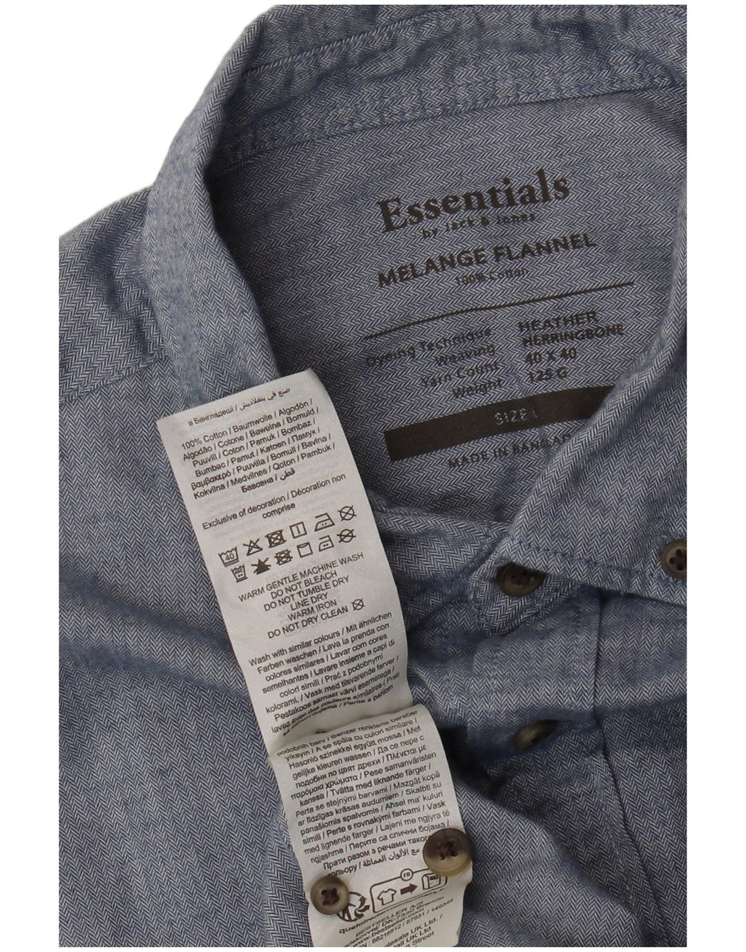 Cămașă de flanel Jack & Jones pentru bărbați, bumbac mare, albastru, în spinare