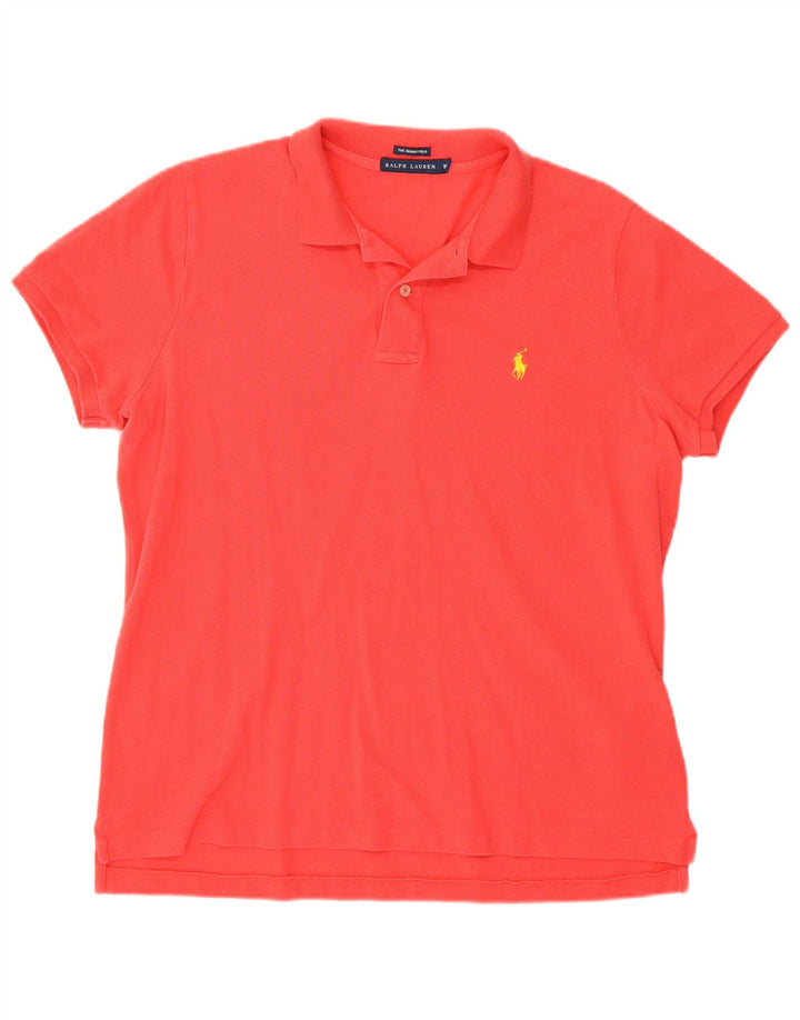 Tricou polo RALPH LAUREN pentru femei, UK 18 XL, bumbac roșu