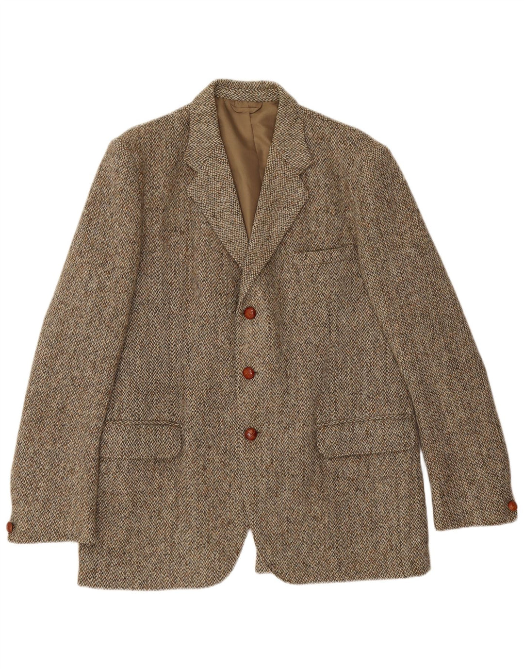 Jachetă pentru bărbați Harris Tweed, cu 3 nasturi, UK 38, verde mediu, în oase