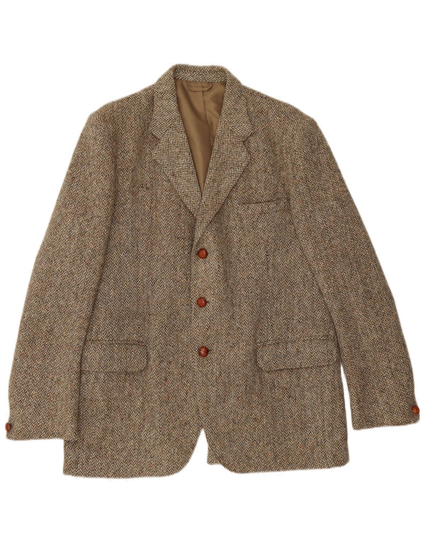 Jachetă pentru bărbați Harris Tweed, cu 3 nasturi, UK 38, verde mediu, în oase
