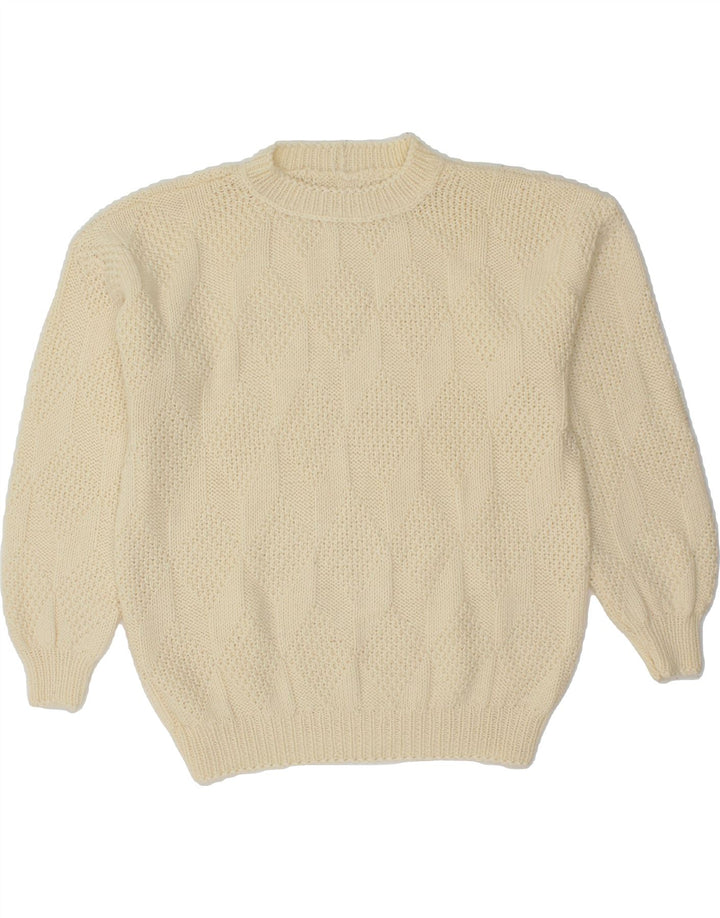 VINTAGE Womens Turtle Neck Jumper Sweater UK 14 Medium Off White Vintage Vintage and Second-Hand Vintage from Messina Hembry 