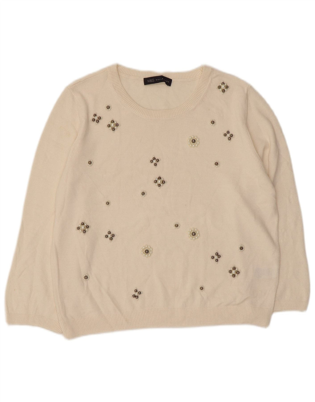 MARKS & SPENCER Pulover cu gât de barcă pentru femei UK 14 Large Off White