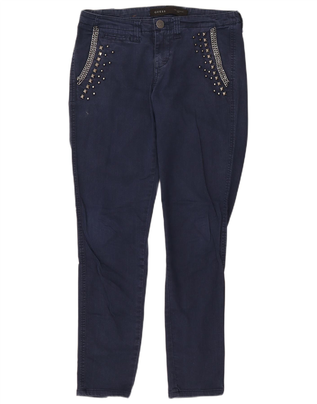 Blugi slim pentru femei GUESS L27 L28 bumbac bleumarin