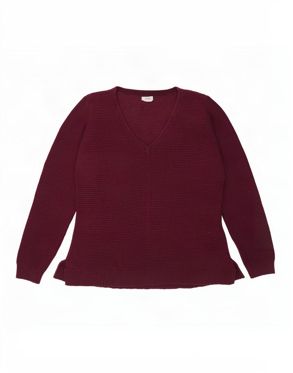 Pulover cu decolteu în V pentru bărbați Fat Face UK 14, bumbac burgundy mare